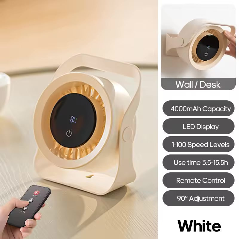 Portable 4000mAh Rechargeable Table Fan